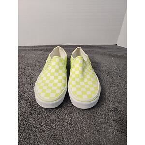 Vans Classic Canvas Slip-on Sneakers Lime Green Checkerboard Women’s Size 7
